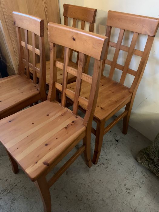 Four lattice back pine chairs - Image 3 of 6