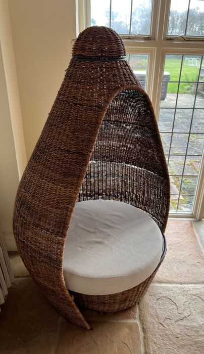 A rattan. Wicker dome chair with a cone shape (H156cm W94cm)Condition Report few loose snags but - Image 3 of 3