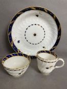 Worcester Flight porcelain plate, tea bowl and tea cup