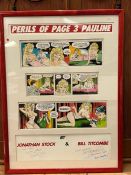 Perils of page three cartoon, framed and signed (57cm x 77cm)