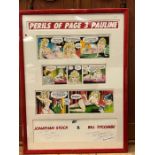 Perils of page three cartoon, framed and signed (57cm x 77cm)