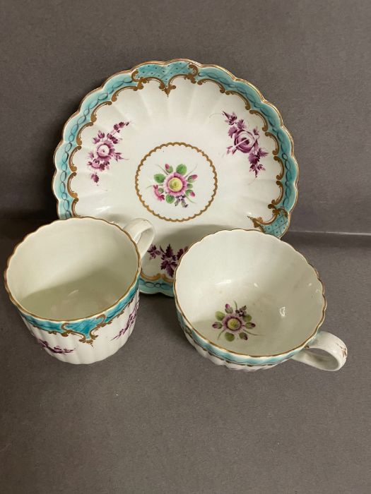 A Worcester porcelain fluted trio c.1775, saucer 5.5" across - Image 2 of 4