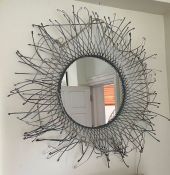 A contemporary wire frame circular mirror (Dia110cm)