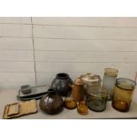 A selection of various decorative items of glass and ceramics