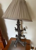 A pair of table lamps in the form of branch, faux bronze effect