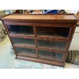 A Globe Wernicke style barrister bookcase, three stacking (H112cm W128cm D30cm)