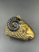 A Brass Rams Head vesta