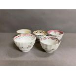 A selection of five New Hall porcelain tea bowls