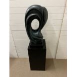 An abstract sculpture on plinth (Sculpture 80cm x 40cm Base H70cm Sq39cm)