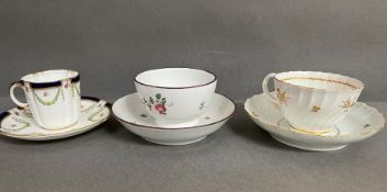 English c.1800 tea bowl and saucer, Worcester Barr tea cup and saucer, Crescent china tea cup and