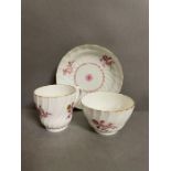Worcester trio with pink floral decoration