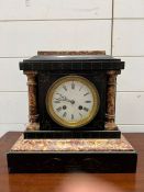 A marble and slate mantle clock