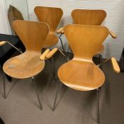 70's stacking chairs with arms in the style of Fritz Hansen