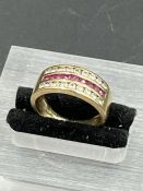 A 9ct gold ruby and diamond ring (3.7g)