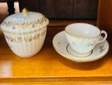 Three pieces of Barr Worcester porcelain a sucrier, tea cup and saucer.