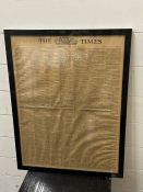 A framed front page of "The Times" Tuesday June 10 1947