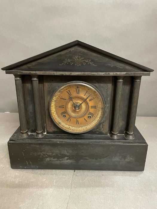 A Slate Eight Day Mantle Clock