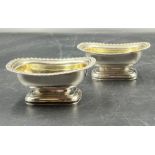 Christian & David Reid Silver Pair of Late Regency George 111 salts with Gadrooned Decoration & gilt