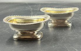 Christian & David Reid Silver Pair of Late Regency George 111 salts with Gadrooned Decoration & gilt