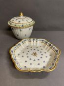 A Worcester sucrier and bowl with small flower design