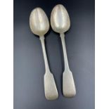 A Pair of Georgian spoons, hallmarked for London 1824 possibly Josiah Barnett (139g)