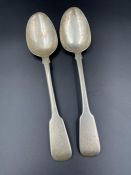 A Pair of Georgian spoons, hallmarked for London 1824 possibly Josiah Barnett (139g)