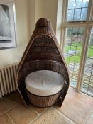 A rattan. Wicker dome chair with a cone shape (H156cm W94cm)Condition Report few loose snags but