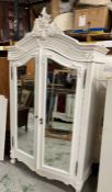 A Louis XV French style white armoire wardrobe (H228cm W126cm D62cm)