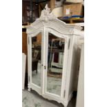 A Louis XV French style white armoire wardrobe (H228cm W126cm D62cm)