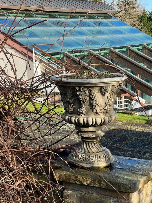 A pair of Bacchus relief garden urns - Image 3 of 3