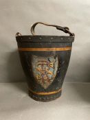 A Leather bucket with RS armorial shield.