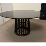 A McGuire Barbara Barry fretwork dining table (H75cm Dia137cm)