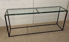 A metal frame glass top console table (H68cm W160cm D38cm)