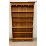 A Hansel and Gretel pine open bookcase (H214cm W120cm D24cm