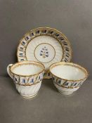 A Worcester Barr 18th Century trio, tea cup, tea bowl and saucer