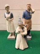 Three Royal Copenhagen figures