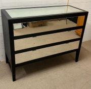 Three drawer mirrored chest of drawers (H85cm W110cm D46cm)