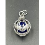 A 925 silver Masonic folding ball fob