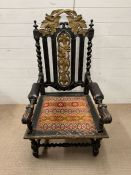 An oak Gothic high throne hall chair (H128cm W70cm D62cm)