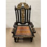 An oak Gothic high throne hall chair (H128cm W70cm D62cm)