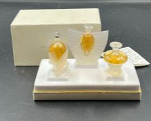 Lalique Les Introuvables , 3 Satin finished glass Perfume bottles ,with their contents & original