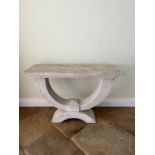 A faux stone console table in a Roman style (H81cm W120cm D44cm)