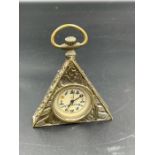 A Brass triangular Masonic pocket watch