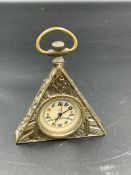 A Brass triangular Masonic pocket watch