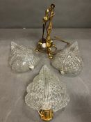 Three 1960's Barovier and torso Murano glass lead wall sconces and a brass table lamp AF