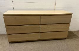 Six drawer, low chest of drawers (H80cm W162cm D48cm)