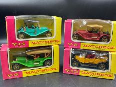 A selection of four Matchbox Models of Yesteryear diecast vehicles.