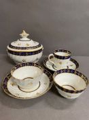 18th Century Chamberlain Worcester porcelain collection to include a sucrier, two tea bowls, two