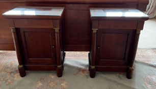 A pair of mahogany empire style bedsides 9H71cm W50cm D35cm)