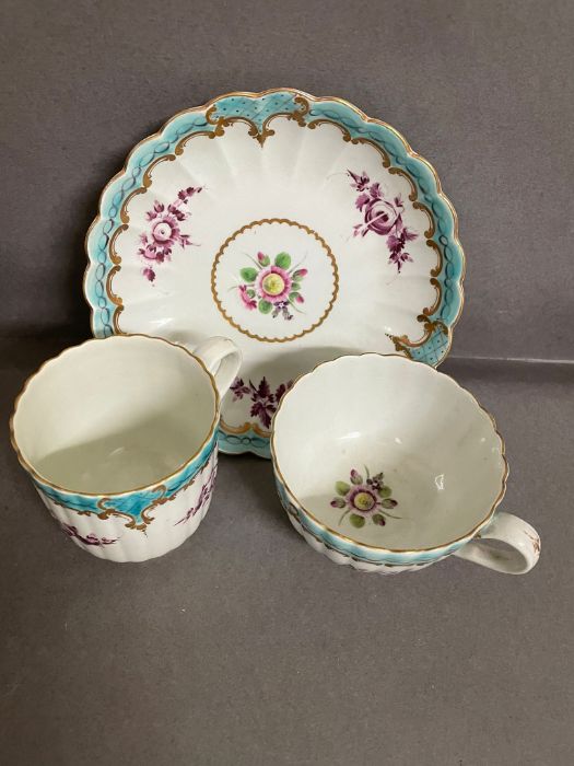 A Worcester porcelain fluted trio c.1775, saucer 5.5" across - Image 4 of 4